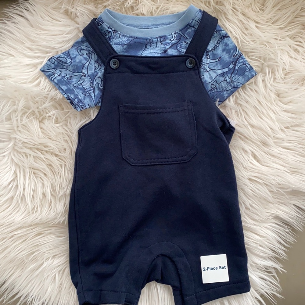 French Terry Shortalls and Jersey Tee Set for Baby
